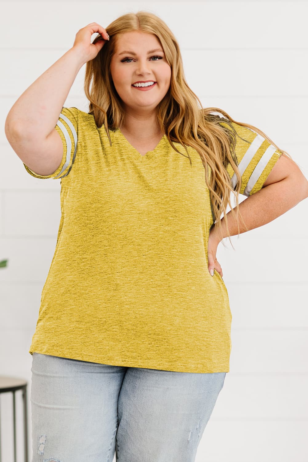 Striped V-Neck Tee Shirt