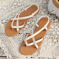 PU Leather Crisscross Flat Sandals