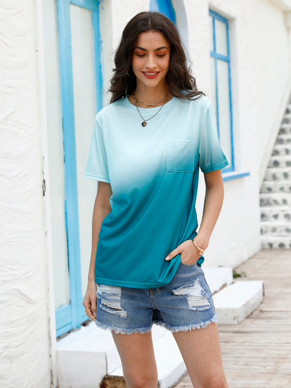 Knit Gradient Short Sleeve Top