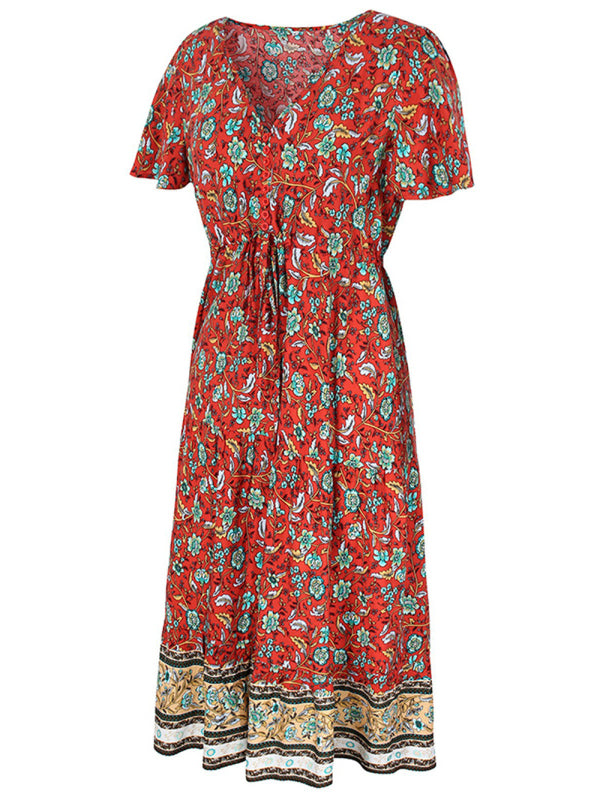 Slim-Fit Floral Single-Breasted Dress