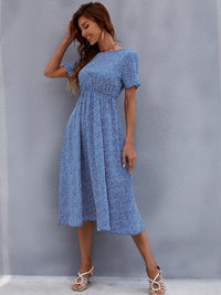 Floral Fresh Short-sleeved Mid-length Dress