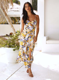 Printed Elegant Slip Midi Dress