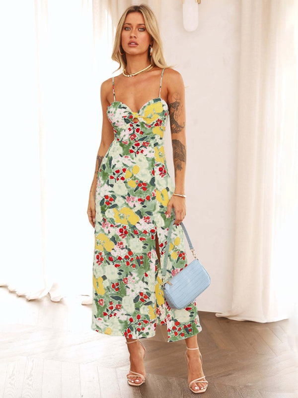 Printed Elegant Slip Midi Dress