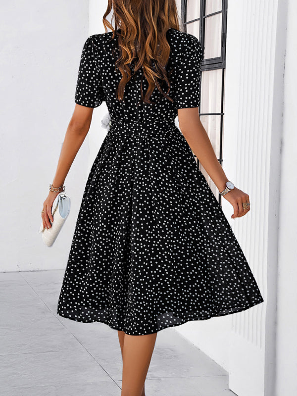 Elegant Casual Polka Dot Dress