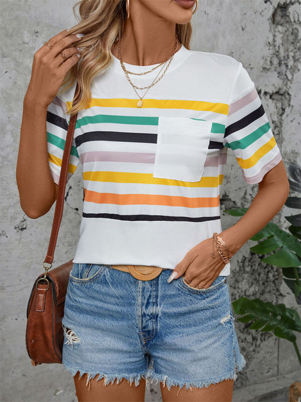 Color Striped Short Sleeve T-Shirt