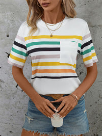 Color Striped Short Sleeve T-Shirt