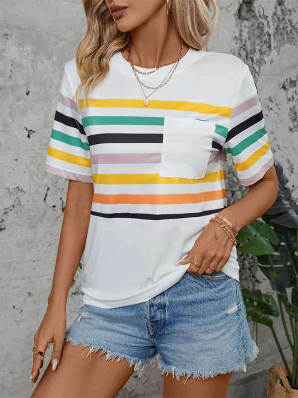 Color Striped Short Sleeve T-Shirt