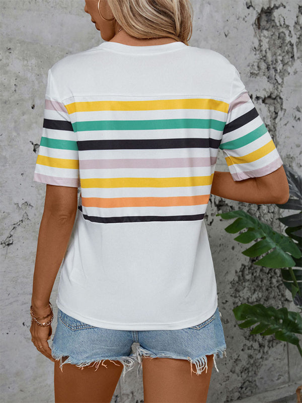 Color Striped Short Sleeve T-Shirt