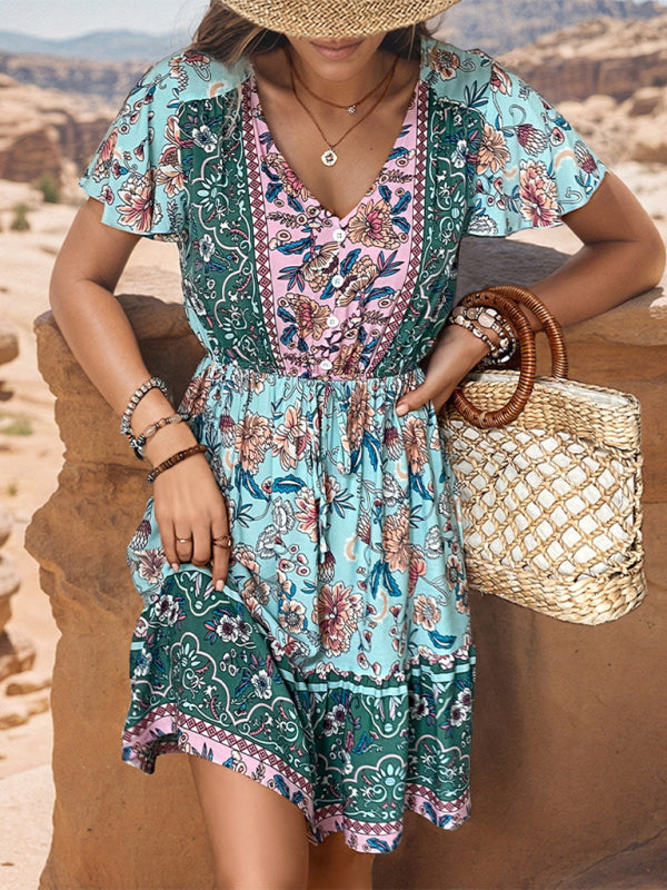 V-neck Bohemian Style Dress