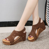 Peep Toe High Heel Wedges