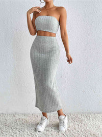 Ribbed Tube Top & Midi Skirt Set