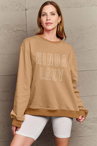 Simply Love KINDA LAZY Round Neck Sweatshirt