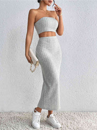 Ribbed Tube Top & Midi Skirt Set