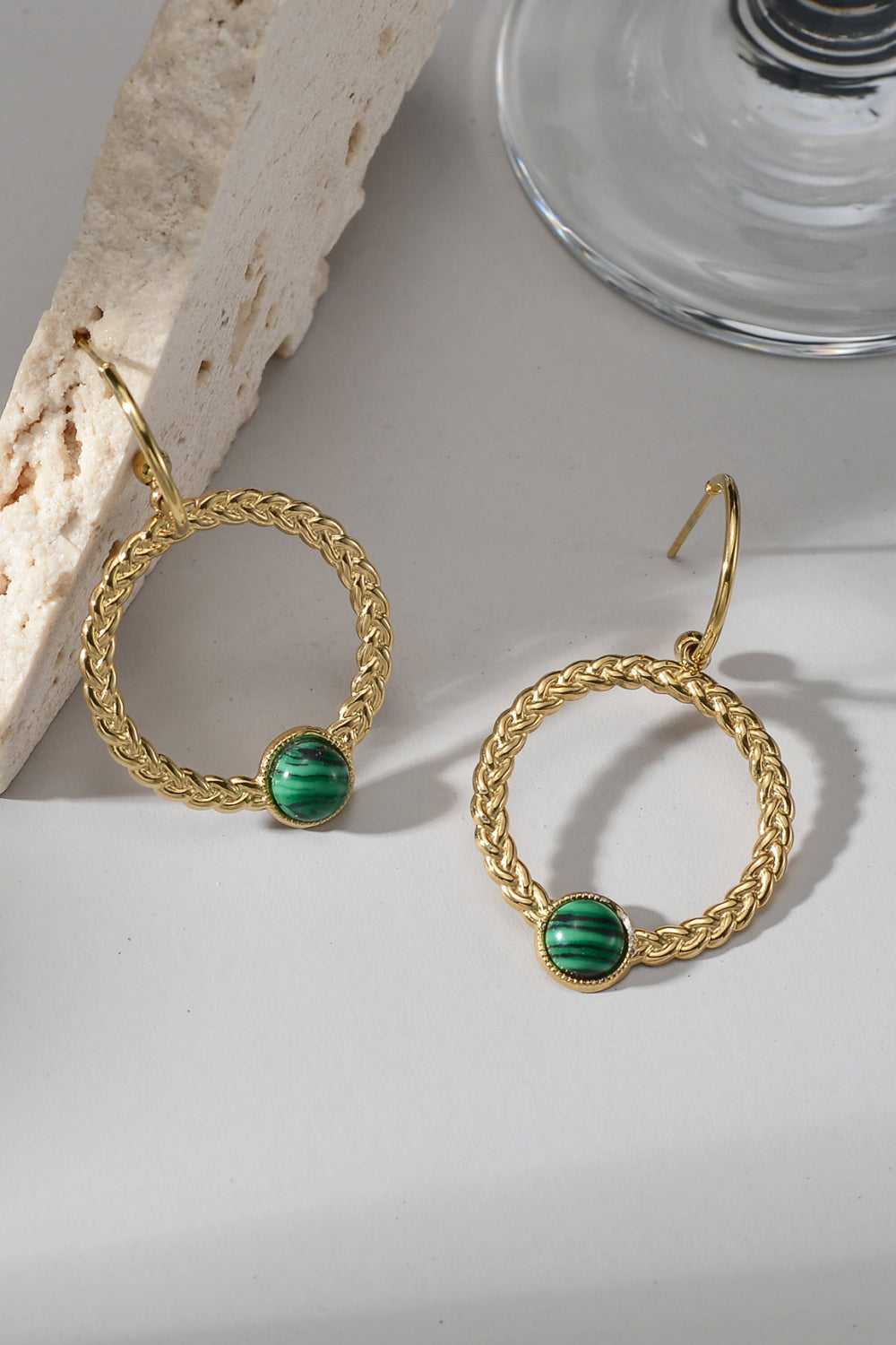 Malachite 18K Gold Plated Earrings