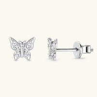 Moissanite Sterling Silver Butterfly Stud Earrings