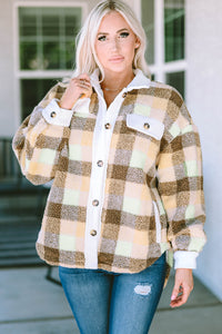 Plaid Collared Neck Button Down Jacket