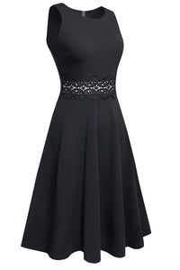 Round Neck Sleeveless Lace Trim Dress