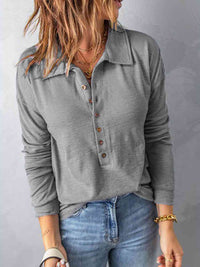 Collared Neck Half Button Top