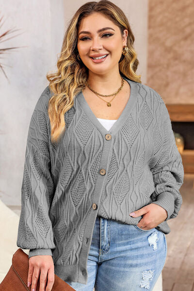 Cable-Knit Button Up Sweater