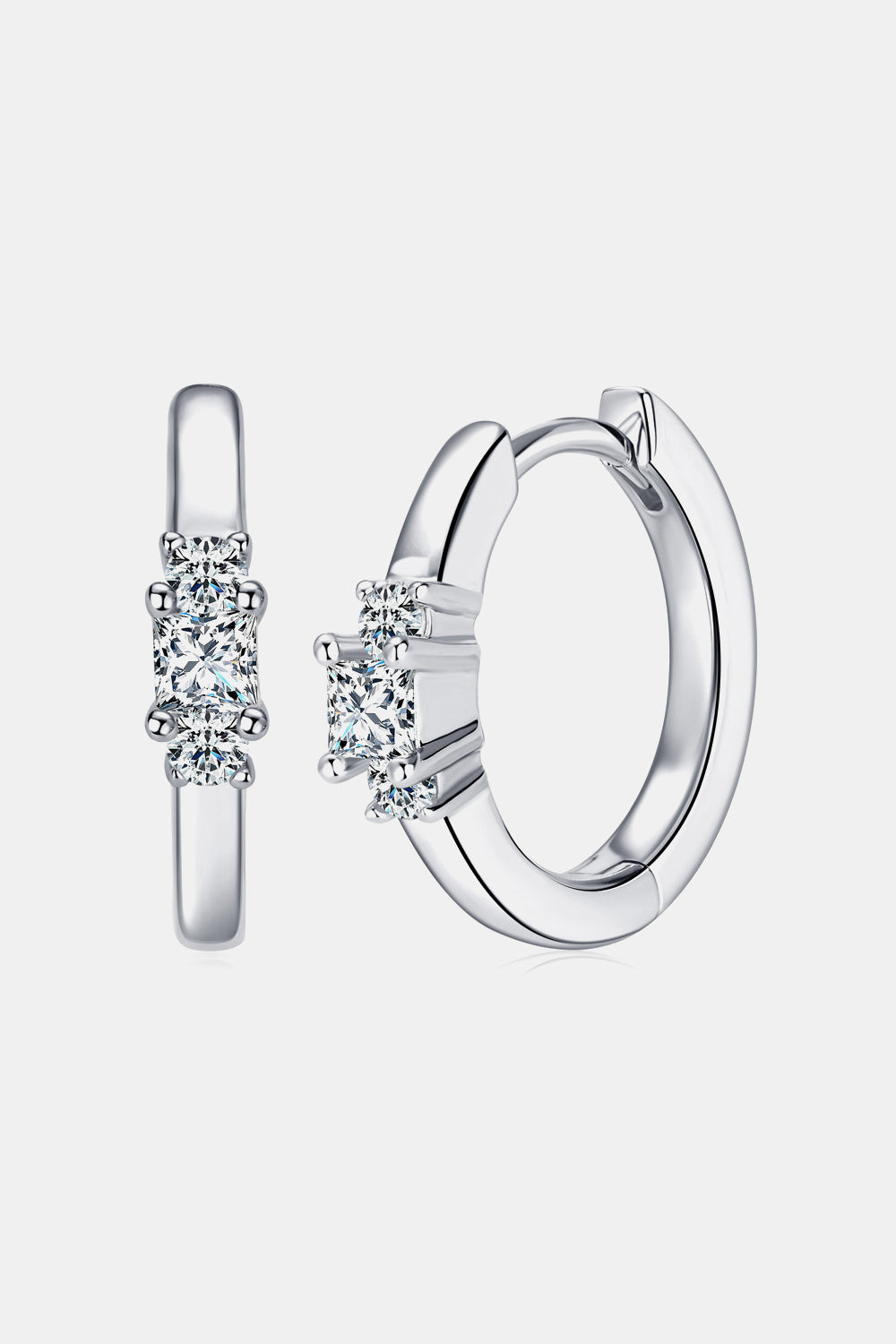 Moissanite Sterling Silver Huggie Earrings