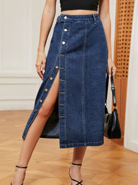 Button Down Denim Skirt