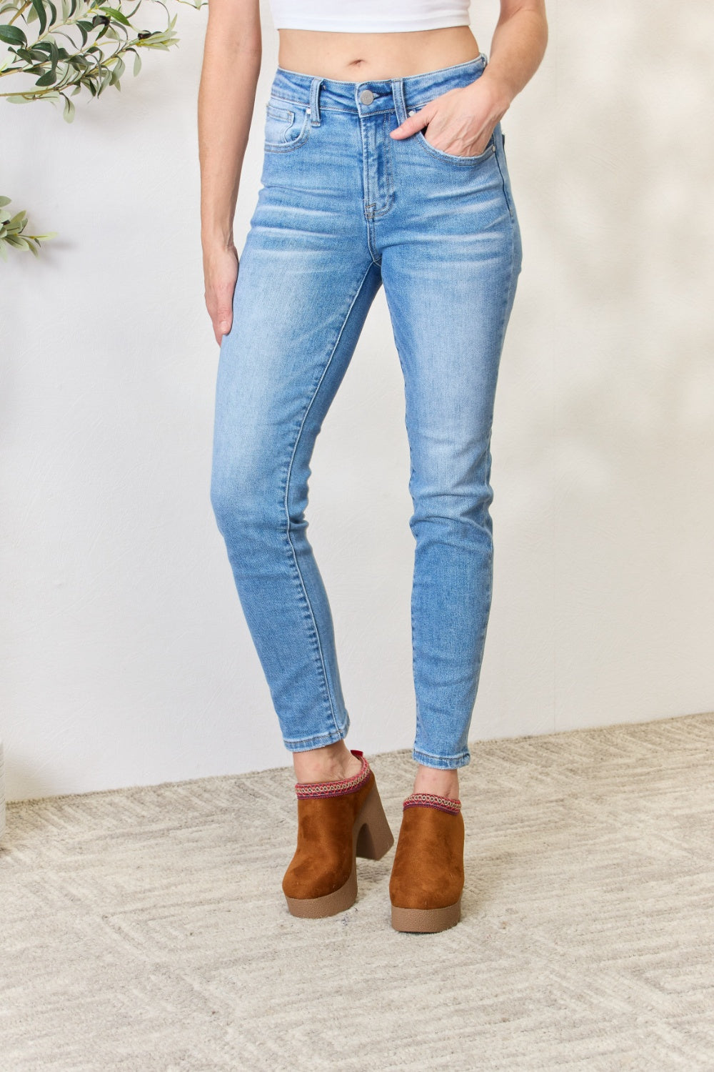 RISEN Full Size Mid Rise Skinny Jeans