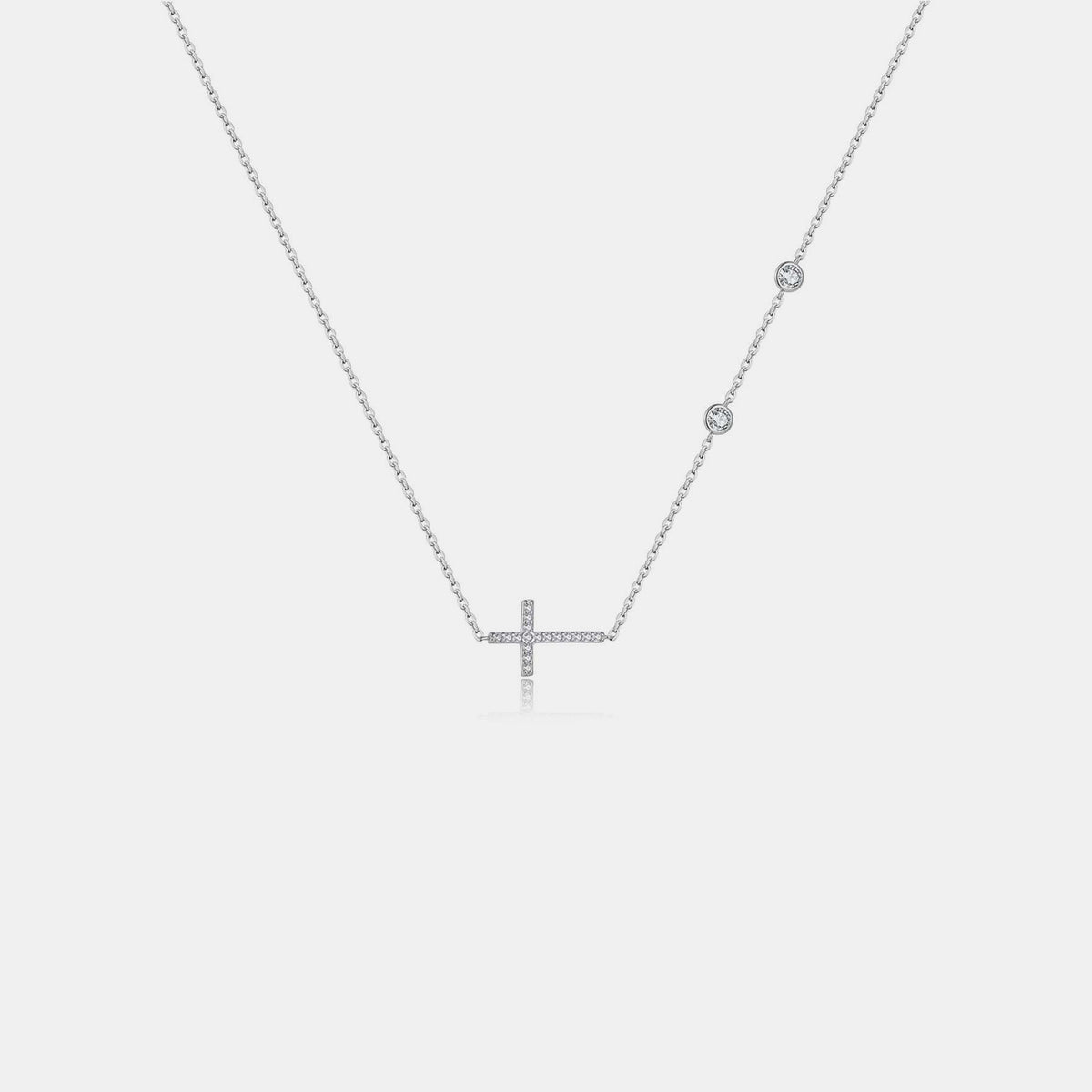 Zircon Sterling Silver Cross Necklace