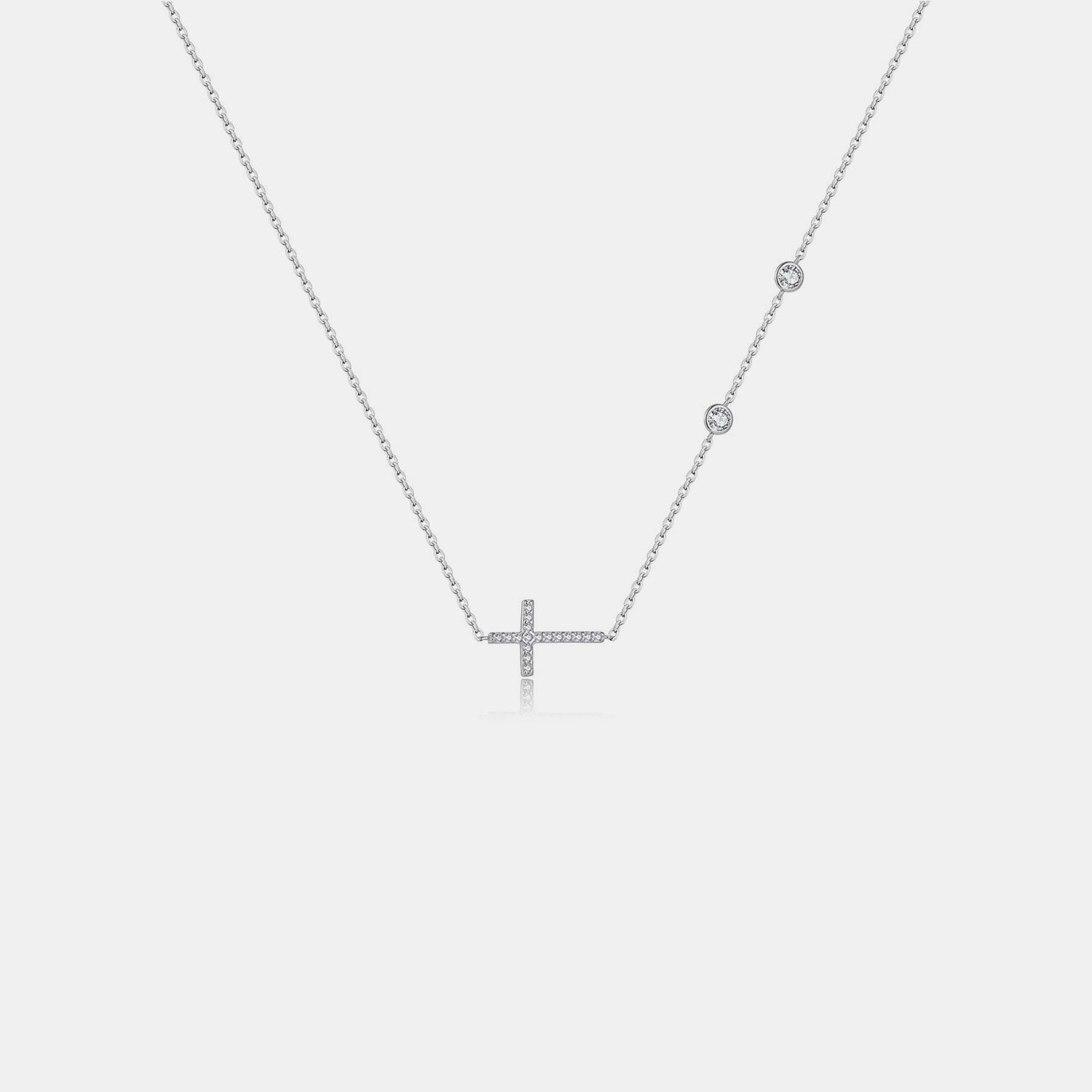 Zircon Sterling Silver Cross Necklace