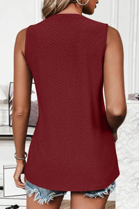 Eyelet Round Neck Tank