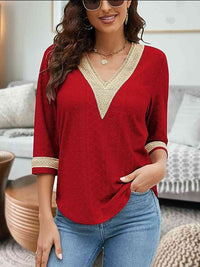 V-Neck Eyelet Blouse