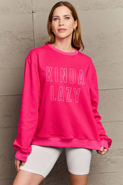 Simply Love KINDA LAZY Round Neck Sweatshirt