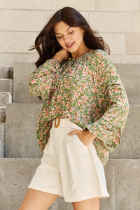 Balloon Sleeve Floral Blouse