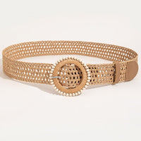 Beaded Round Buckle Braided Belt