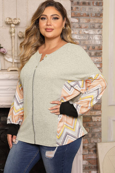 Exposed Seam Print Long Sleeve T-Shirt