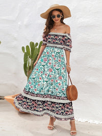 Vestido midi floral con mangas con volantes