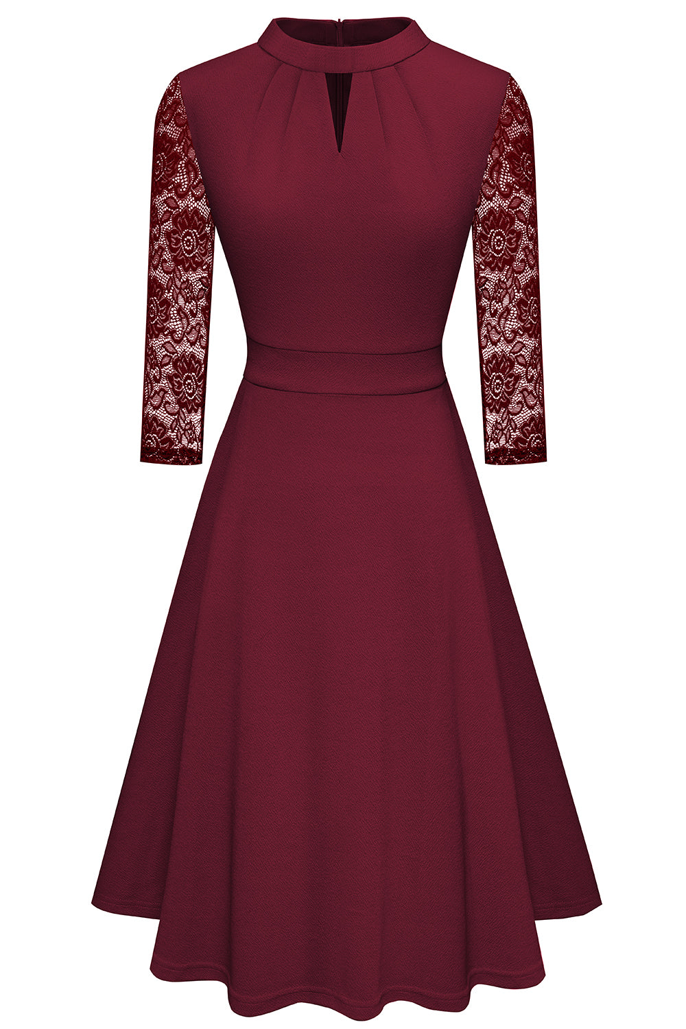 Round Neck Three-Quater Sleeve Cutout Dress