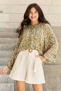 Balloon Sleeve Floral Blouse