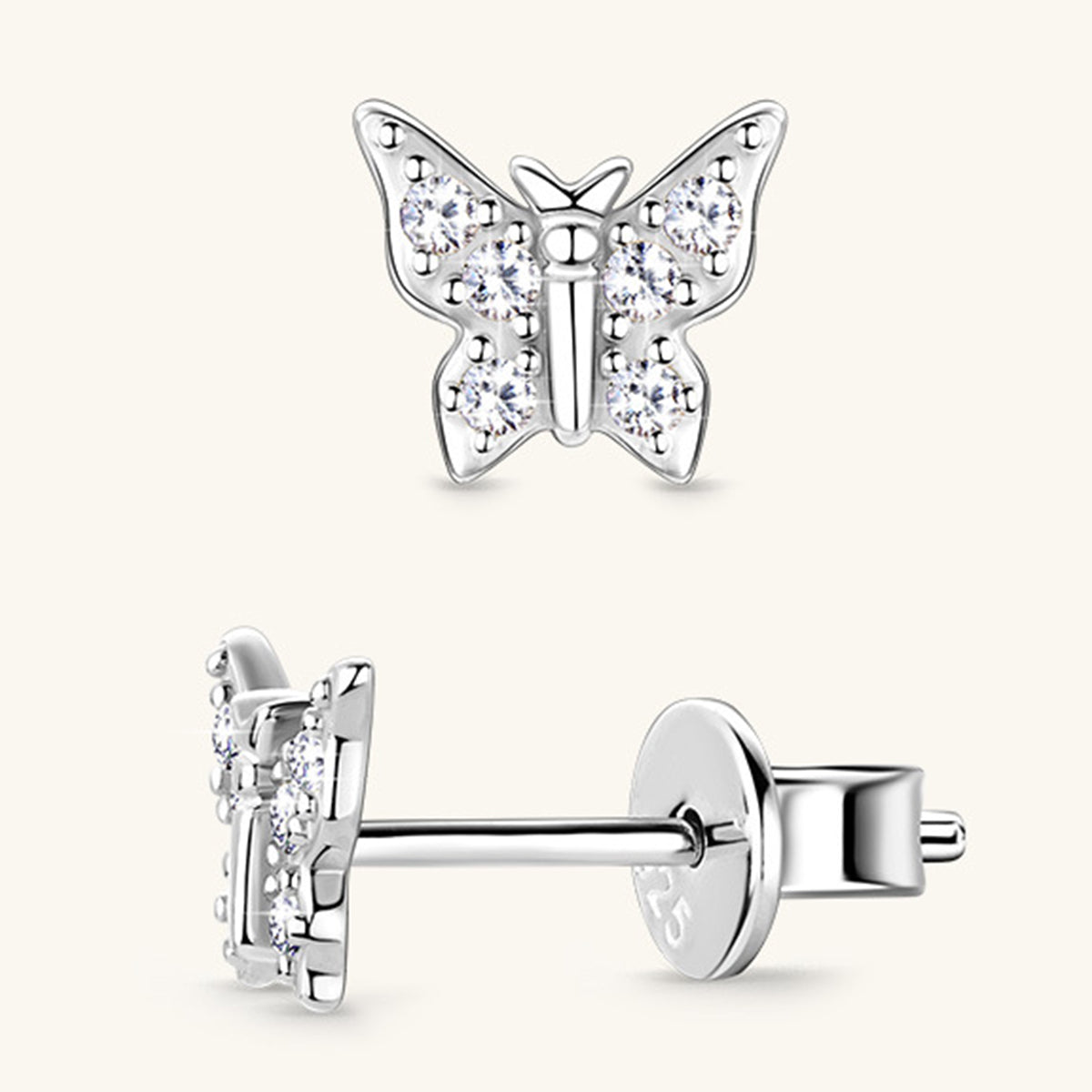 Moissanite Sterling Silver Butterfly Stud Earrings