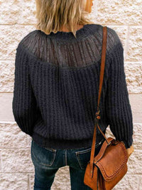 Round Neck Rib-Knit Sweater