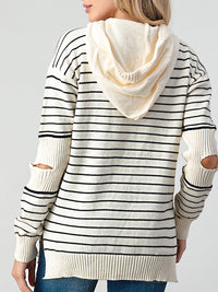 Striped Cutout Slit Sweater