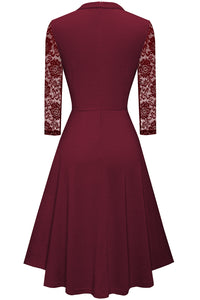 Round Neck Three-Quater Sleeve Cutout Dress