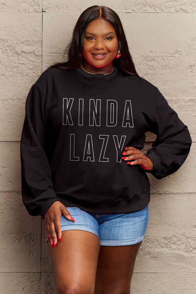 Simply Love KINDA LAZY Round Neck Sweatshirt