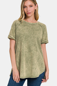 Zenana Heathered Round Neck Short Sleeve T-shirt