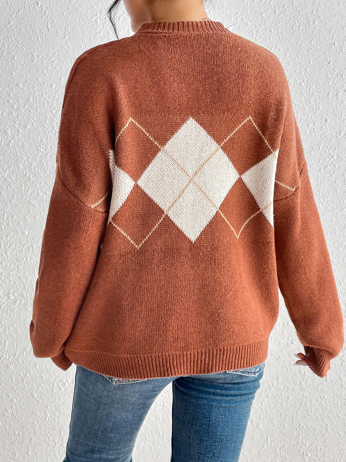 Geometric Dropped Shoulder Sweater