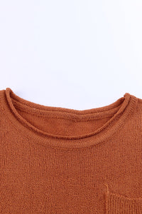 Exposed Seam Round Neck Knit Top