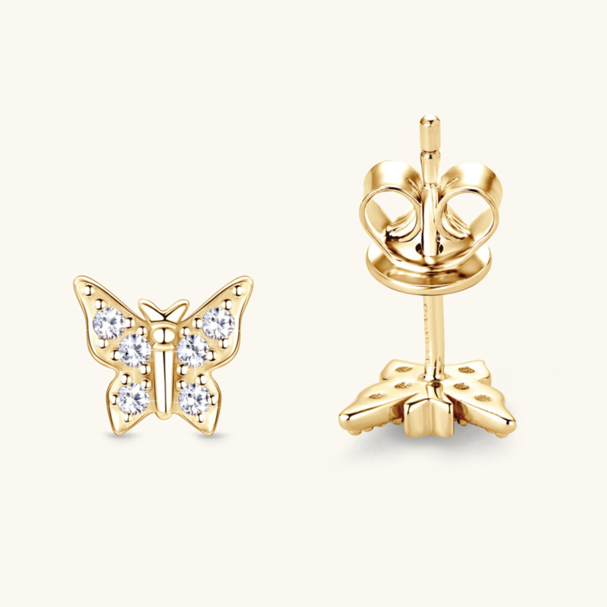 Moissanite Sterling Silver Butterfly Stud Earrings