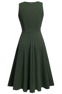 Round Neck Sleeveless Lace Trim Dress