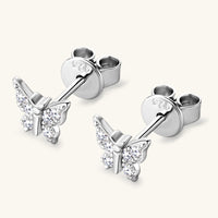 Moissanite Sterling Silver Butterfly Stud Earrings