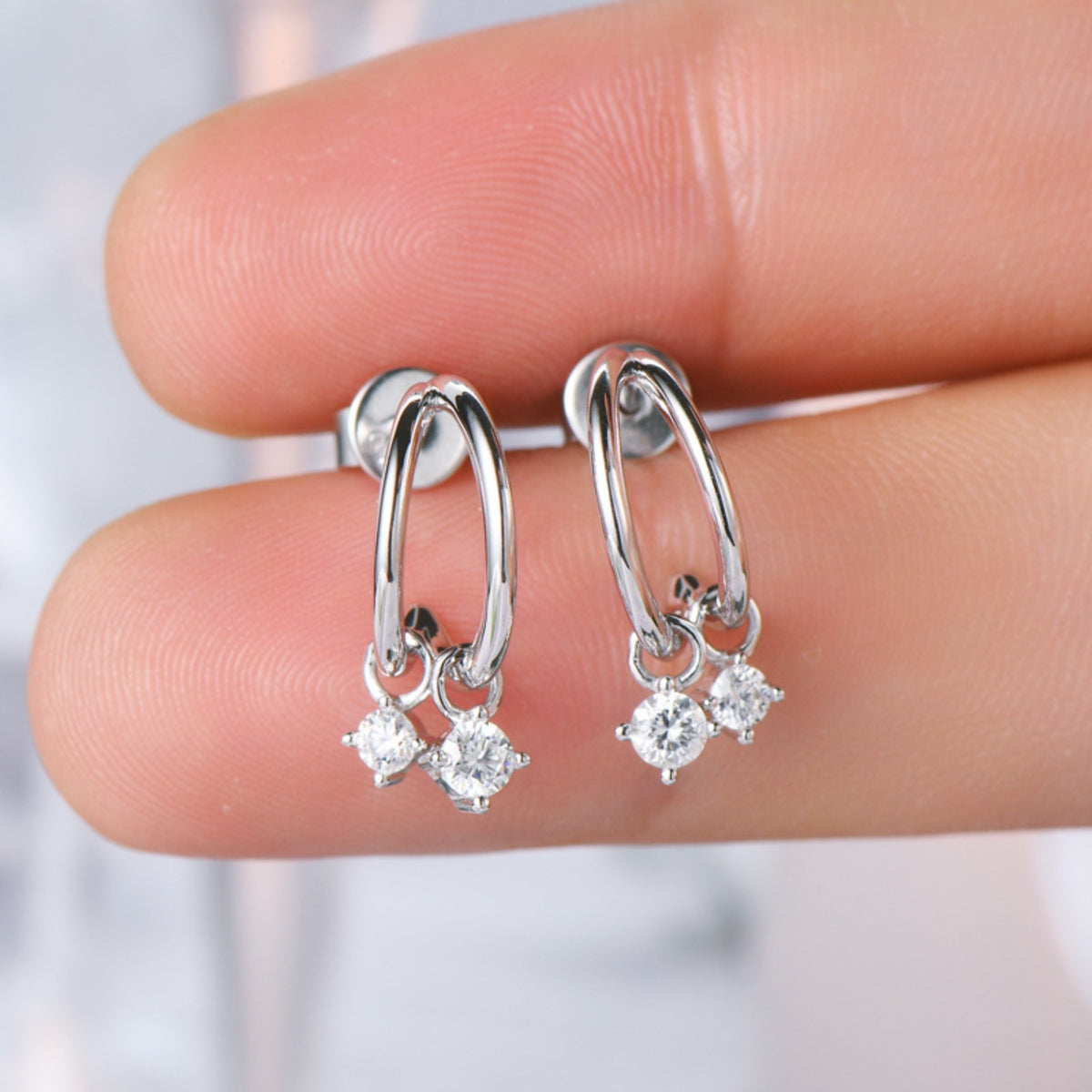 Sterling Silver Moissanite C-Hoop Earrings