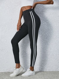 High Waist Striped Cropped Leggings